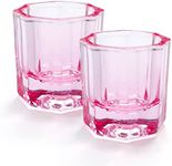 2 Pack Dappen Dish Cups for Nail Art Acrylic Liquid, Pink Glass Nail Monomer Liquid Bowl Dampen Dish Acrylic Powder Holder, Acrylic Glass Jar for Nails (HJ-NAPB055-Pink-2pcs)