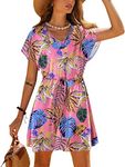 Ekouaer Women's Cover Ups Casual Swimsuit Coverups Flowy Tie Waist Beach Cover Up Dress