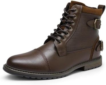 Bruno Marc Men's Motorcycle Boots Oxford Dress Boot,Size 7.5,Brown,Philly_10