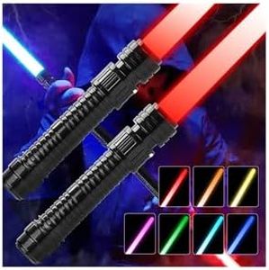 Light Up Swords Saber for Kids,2 pack 7 colors Expandable Light Swords Toys with FX Sound(Motion Sensitive) and Realistic Handle,Halloween Dress Up Parties, Xmas Present, Galaxy Fighters and Warriors