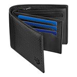 BIAL Mens Wallet, RFID Blocking Wallet Bifold Leather Wallets Mens, Slim Wallet with ID Window Zip Coin Pocket 9 Card Holder and 2 Banknote Compartments, Mens Wallets Card Wallet with Gift Box Black