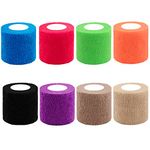 BQTQ 8 Rolls Self Adhesive Bandage 2 Inch Cohesive Wrap Breathable Athletic Tape Stretch Wrap Roll Sports Wrap Tape for Wrist Ankle Swelling Sprains, 8 Colors