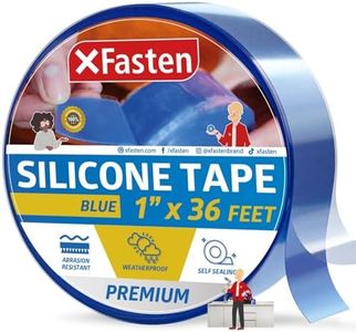 XFasten Self Fusing Silicone Tape for Plumbing Blue 1" X 36-Foot Non-Adhesive Leak Seal Tape Waterproof, Silicone Grip Tape, Rubber Tape Thick for Pipe, Hose Repair Tape, Stop Leak Tape