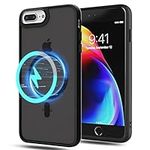 YmhxcY for iPhone 8 Plus/iPhone 7 Plus Magnetic Case,Frosted Translucent Back Cover,Supports wireless charging， Anti-Fingerprint,Military Grade Drop Protection-5.5-Inch(Black)