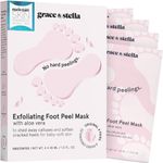grace & stella Award-Winning Foot Peeling Mask - Foot Peel Masks with Aloe Vera- Moisturizing Foot Masks That Remove Dead Skin, Exfoliating Foot Mask for Dry Cracked Feet (4 Pairs, Unscented)