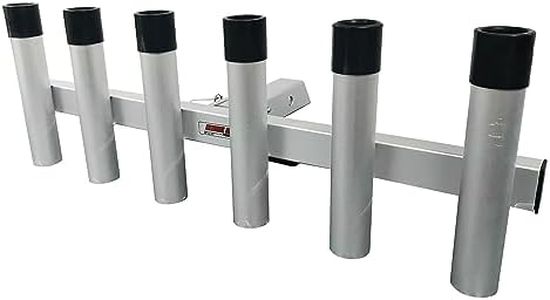 Extreme Max 3005.4275 Aluminum Pivoting Fishing Rod Holder for 2" Hitch Receivers - 6-Rod Capacity, Grey