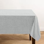 Elrene Home Fashions Monterey Linen Texture Water and Stain Resistant Vinyl Indoor/Outdoor Tablecloth with Flannel Backing, 52"x70" Rectangle, Gray