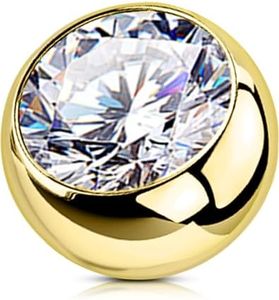 OUFER 14K Solid Gold Clea CZ Replacement Ball for Externally Threaded Belly Button Rings