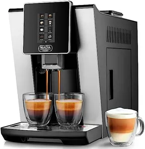 Zulay Kitchen Automatic Espresso Machine with Grinder & Milk Frother - Fully Automatic Coffee Machine with Touch Screen, 4 Customizable Recipes - Coffee Maker with Grinder Built In