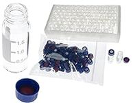 2ml HPLC Vials, Lab Autosampler Vials, 9-425 Clear Vial with Writing Area and Graduations, Screw Cap, Red PTFE and White Silicone Septa, 100 Pcs/Pack (Clear)