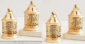 TAJ CREATIVE HANDICRAFTS Iron Small Tealightholder Hanging Lantern (Pack of 4) Size 6x6x12 cm