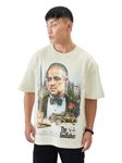 The Souled Store Official The Godfather: The Don Men and Boys Short Sleeve Round Neck White Graphic Printed Cotton Oversized Fit T-Shirts