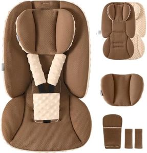 mamatepe Infant Car Seat Insert with Removable Cushion for Baby Preemie Newborn Infant, Reversible Car Seat Insert with Plush Comfort Fits for Stroller, Baby Swing, Rocker, Bouncer, Brown