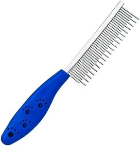 Long Hair Dog or Cat Comb Grooming with Short and Long Teeth Dematting Knots Tangles Remover Combs Detangler Tool Suitable for Dogs Cats Poodle HorseStainless Steel Pin Blue