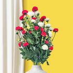 Kraft Seeds by 10CLUB Artificial Mixed Carnations | Red-White Carnations | 17 Stems | (Vase not Included)