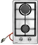 Phoenix Domino Gas Hob Built-In Hob Stainless Steel Gas Stove 2 Bulbs Inox Autark Camping Stove Propane Gas / Natural Gas Including Gas Hose Regulator Set