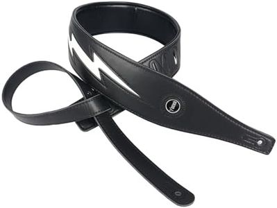 YUEKO Cool Lightning Pattern/Flame Guitar Strap Strap for Electric Guitar/Bass, Black
