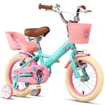 Glerc SASHA 16 Inch Little Kids Bike for Age 4 5 6 7 Years Old Girls Retro Vintage Style Children Bicycles with Doll Bike Seat & Stabilisers & Kickstand Green