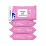 Softsens Baby Gentle Cloth Wipes for Baby Skin Enriched with Aloe Vera & Vitamin E I Dermatologically Tested & Parben Free with Lid - 72 wipes (Pack of 4)