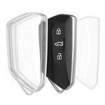 kwmobile Car Key Case Compatible with VW Golf 8 3 Button Car Key Cover - Car Fob Case - Soft TPU Shell - Transparent