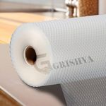 GRISHVA® (45cm X 5m) Multi-Purpose EVA (Ethylene-Vinyl Acetate) Non-Slip Kitchen Drawer Shelf and Cabinet Liners Waterproof Washable Mats Protect Dresser Shelves Cupboard Bathroom Cabinets (White)