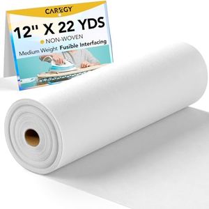 CAREGY 12 inch X 22 Yards Iron-On Fusible Interfacing Medium Weight White Non-Woven Polyester Single-Sided Interfacing for Crafting Quilting Sewing DIY Crafts Supplies
