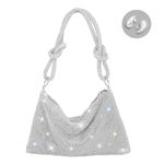 WQU Rhinestone Purse for Women Chic Bling Evening Shoulder Handbag Bling Glitter Purse Sparkly Handbag