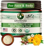 Greenstead Naturals Grass Fed Beef Tallow for Skin - USDA Organic, Unscented/Herb Infused with Jojoba Oil, Whipped Tallow Balm for Body, Beef Tallow Face Moisturizer with Cocoa Butter - 2 oz