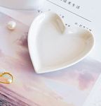 QINWEILU Ceramic Jewelry Tray for Women Girls,Heart Shaped Jewelry Plate Ring Dish,Pink Trinket Dish for Jewelry,Ring Dish for Birthday Friends Daily Family,White