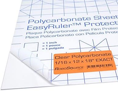 Polycarbonate Clear Plastic Sheet 12" X 18" X 0.0625" (1/16") Exact, EasyRuler Film, Shatter Resistant, Easier to Cut, Bend, Mold than Plexiglass. VEX Robot, Hobby, DIY, Industrial. Glass Replacement