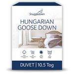 Snuggledown Hungarian Goose Down Duvet Single 10.5 Tog - All-Year Round Quilt with Ethically Sourced 80:20 Blend | UK-Made, 300tc Cotton Cover, Box Stitch, Washable (135 × 200cm)