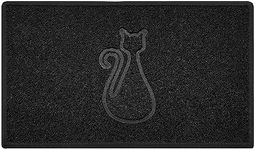 Nicoman CAT Embossed Shape Door Mat Dirt-Trapper Washable Barrier Doormat-(Use Indoor or Sheltered Outdoor)-(75x44cm/29.5x17.3inches,Medium) Black