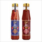 ENE Bhut Jolokia Chili Sauce Combo includes Hot & Sweet 210g and Tomato Chilli 200g | Extra Spicy Flavor | Made with Fresh Ghost pepper Purée | Veg and Non-Veg | No added Artificial colors | Raw Material Source directly from Assam | Pack of 2