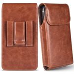 Miimall Phone Holster for iPhone 16 Pro/iPhone 15 Pro/14 Pro/13 Pro/12 Pro/11 Pro/XR Leather Pouch for iPhone 16/15/14/13/12/11 Holster Pouch with Belt Clip for Galaxy S24/S23/S22/S21/S20 Librown