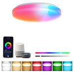 ALEXPEX Smart Ceiling Light Flush Mount LED WiFi, Compatible with Alexa Google Home, Dimmable 2700K-6500K RGB Color Ceiling Lamp, Light Fixture for Bedroom Living Room, 12 Inch 18W