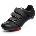 Unisex Cycling Shoes with Look Delta Cleats - Peloton Compatible Spin Shoes with SPD Clips - Indoor Road Bike Shoes for Men Women, Black, 12.5 Women/11 Men