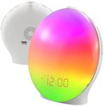 Tulbeys Wake Up Light Sunrise Alarm Clock for Heavy Sleepers Adults & Kids Australia- Full Screen with Sunrise Simulation, Sleep Aid, Dual Alarms, FM Radio, Snooze, Nightlight, 18 Colors, 7 Sounds