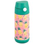 Snug Kids Flask - Stainless Steel Insulated Water Bottle with Straw for Children/Toddlers (Girls/Boys) - Pineapples, 350ml