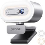 GUSGU G920 2K Quad HD Webcam for PC, Auto Focus, with Microphone & Light & Privacy Cover, Web Camera for Desktop Computer/Laptop/MacBook, USB Streaming Camera