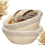 Bling Bling Round Bread Banneton Proofing Basket Kit Bowl Set of 2 Sourdough Natural Rattan Proofing Baskets 8.5 Inch with Cloth Liner for Artisan & Home Bakers