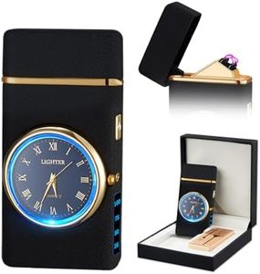 SKRFIRE Electric Lighter Double Arc Plasma Lighter, Rechargeable Lighter with Battery Display Indication Cool Lighter Revolve with Gift Box for Friends, Family, Candles(black matte)