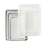 Nordic Ware Naturals 4 Piece Set - USA Made Aluminum Commercial Quality Pans for Baking or Roasting, Encapsulated Galvanized Steel Rim Prevents Warping; Quarter Sheet, Jelly Roll, Half Sheet with Lid
