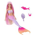 Barbie Mermaid Doll, “Malibu” with Pink Hair, Styling Accessories, Pet Dolphin and Water-Activated Color Change Feature, HRP97