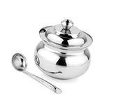 KC Hilites Stainless Steel Ghee Pot/Jar With Spoon- 300Ml, 1 Piece, Silver, Blue-Violet