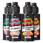 Four Pack - 4 x 100ml Watermelon Ice + Pink Lemon Ice + Kiwi Passionfruit Guava + Strawberry Banana Vape Liquid Vape Juice E Liquid 70/30 Cigarette Flavoured Nicotine Free Short Fill (Vape District)