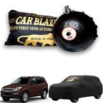 CARBLAZER® Portable & Semi-Automatic Full Body Car Covers: Heavy Duty Device| Anti-Theft| Dust & Scratch Proof | Water & Wind Resistant|Custom Fit| Dual-Side Cover, Compatible for Mahindra REXTON