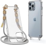 Lawonda Clear Case for iPhone 12 Pro Max, Crossbody Adjustable Neck Shoulder Lanyard Strap Shockproof Protective Transparent Lanyard Phone Case for 12 Pro Max 6.7 Inch Grey