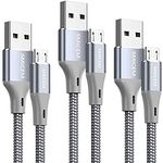 Micro USB Cable, Micro Charging Cable Super Long Fast Charging Speed 3M (3 Pack), Micro USB Charger Cable, Compatible with Samsung HTC, Sony, Galaxy, LG, PS4, Android and Others, Nylon Braided Cables