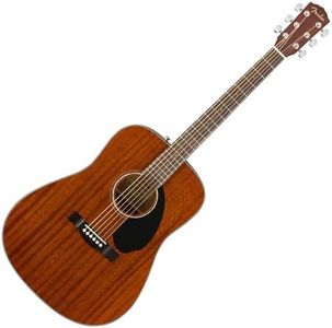 Fender CD-60S Dreadnought Guitarra Acústica, Diapasón de Nogal, Caoba Natural
