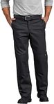 Dickies Men's Regular Straight Fit Double Knee Stretch Twill Work Pant, Black, 34W x 32L